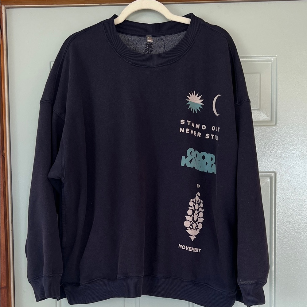 FP Movement by Free People Black Graphic Sweatshirt